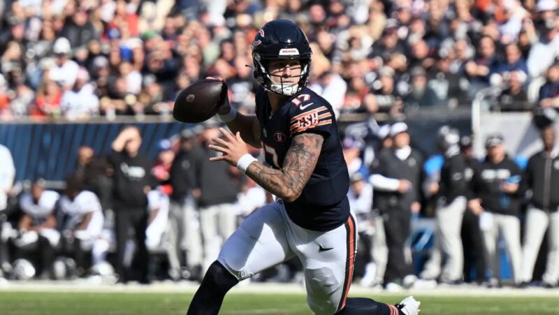 Bears led by steady Bagent, dominant run game in blowout victory over Raiders
